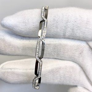 New UNISEX Silver Filled Bracelet w/ CZ Crystals